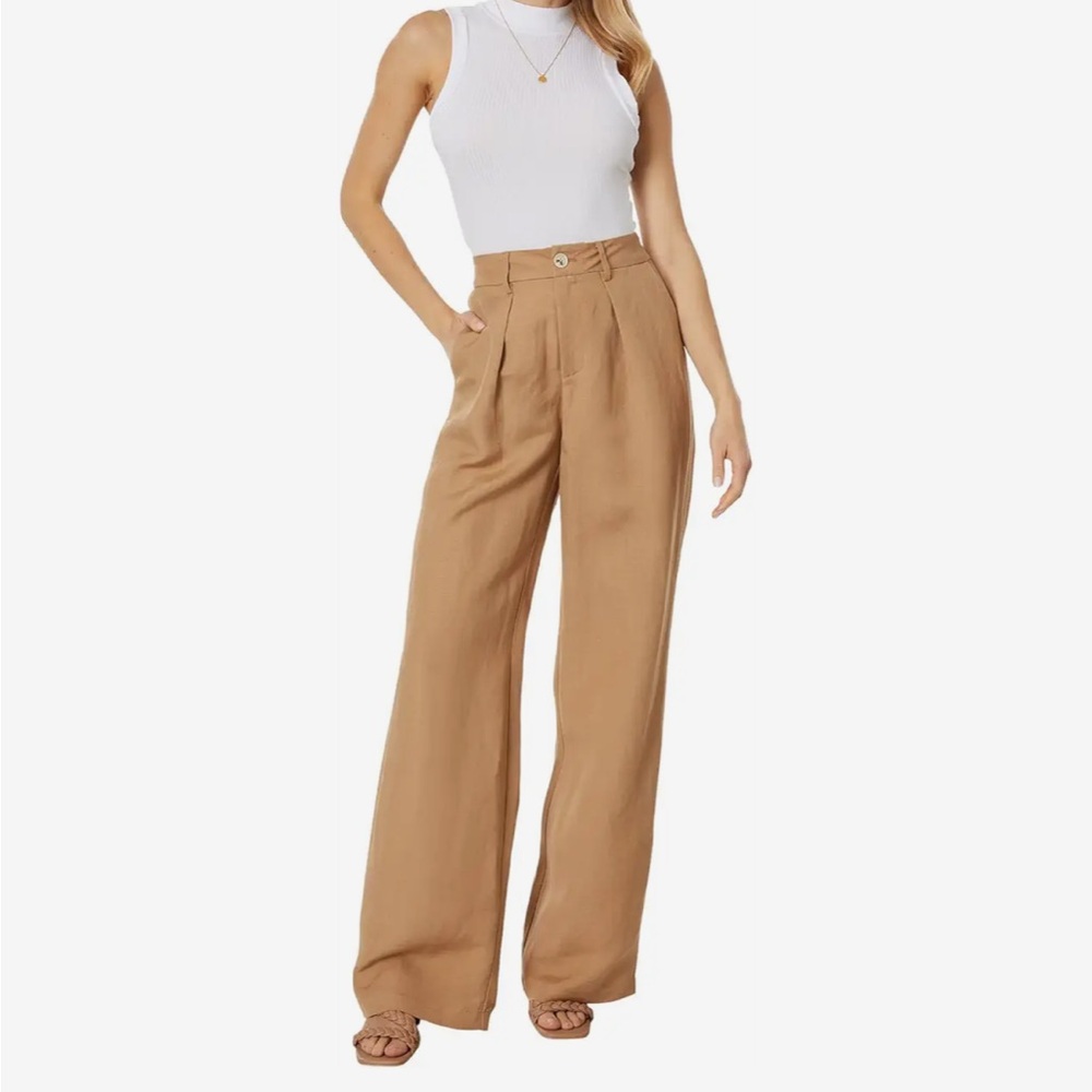 NWT PAIGE Dallas Camel Wide-Leg High Rise Trousers Sz 14